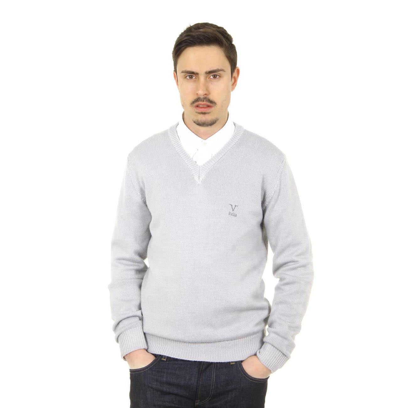 V 1969 Italia Jersey con cuello de pico para hombre 9803 SCOLLO V GRIGIO MEDIO
