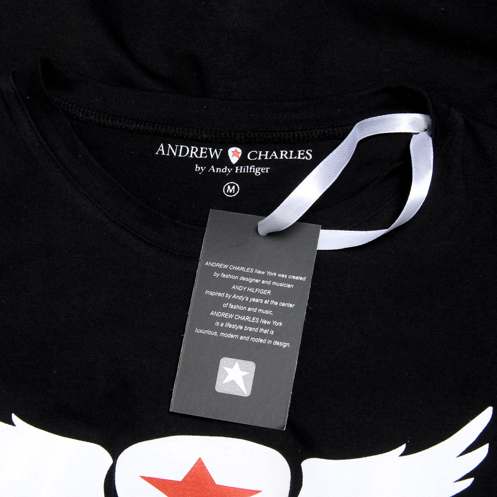 Camiseta Andrew Charles para hombre, manga corta, cuello redondo, negra, KEITA