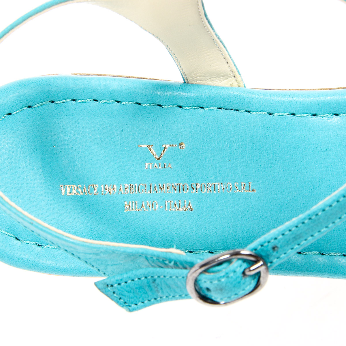 V 1969 Italia Sandalia plana para mujer Azul claro GRAZIA