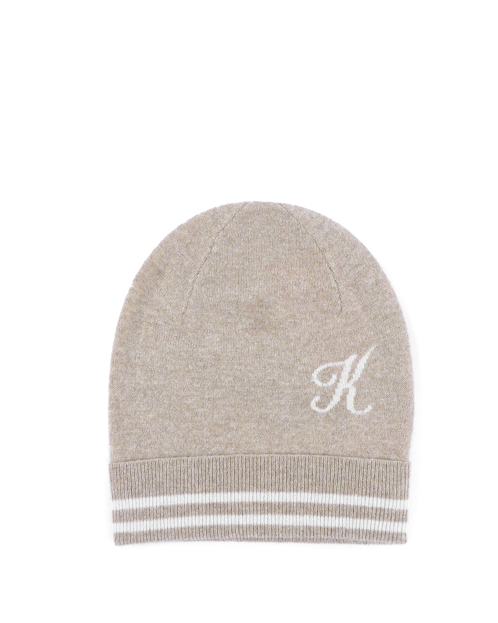 Gorro de cachemira con monograma - Camel