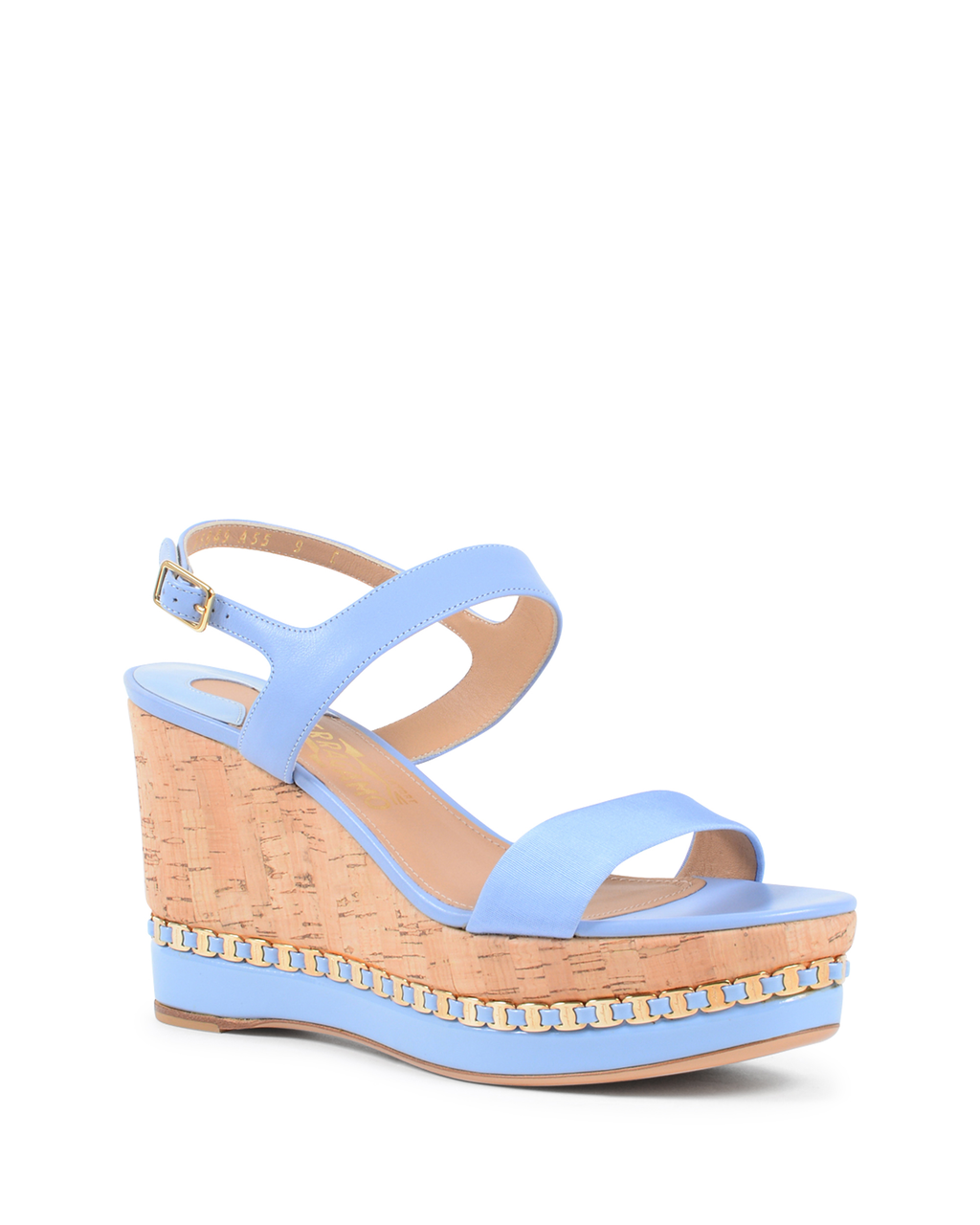 Sandalia de cuña para mujer Salvatore Ferragamo Azul Claro MOLLIE