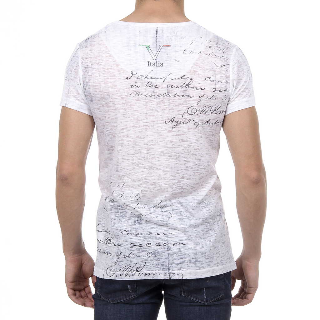 V 1969 Italia Mens T-shirt Short Sleeves V-Neck White JACOB