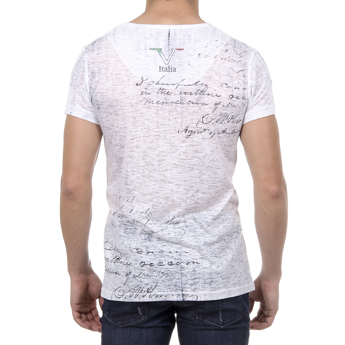 V 1969 Italia Mens T-shirt Short Sleeves V-Neck White JACOB