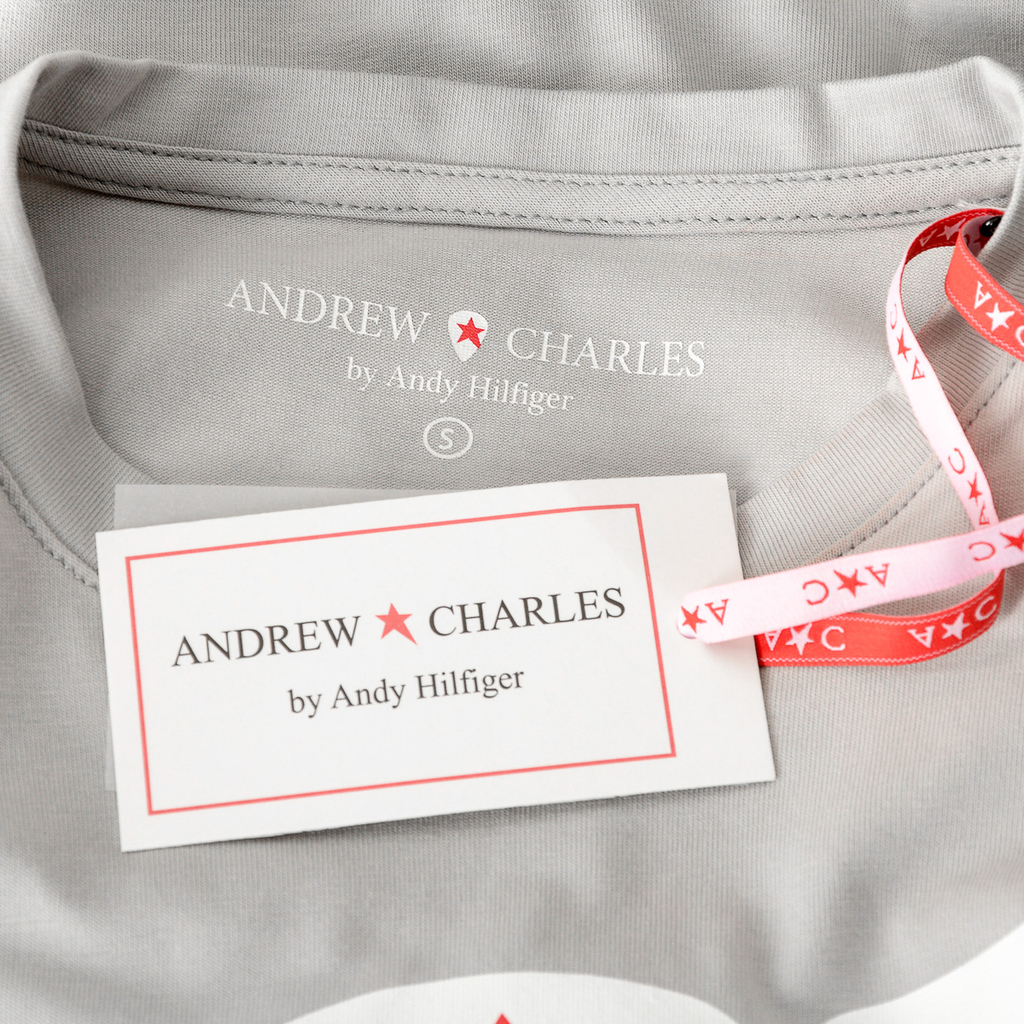 Camiseta Andrew Charles para mujer, manga corta, cuello redondo, gris, TARANA