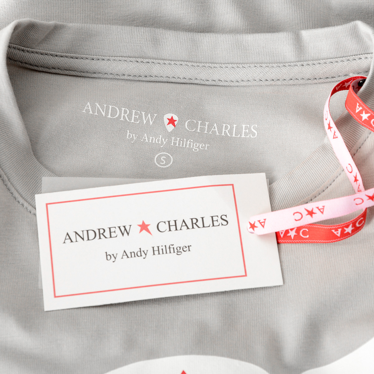 Camiseta Andrew Charles para mujer, manga corta, cuello redondo, gris, TARANA