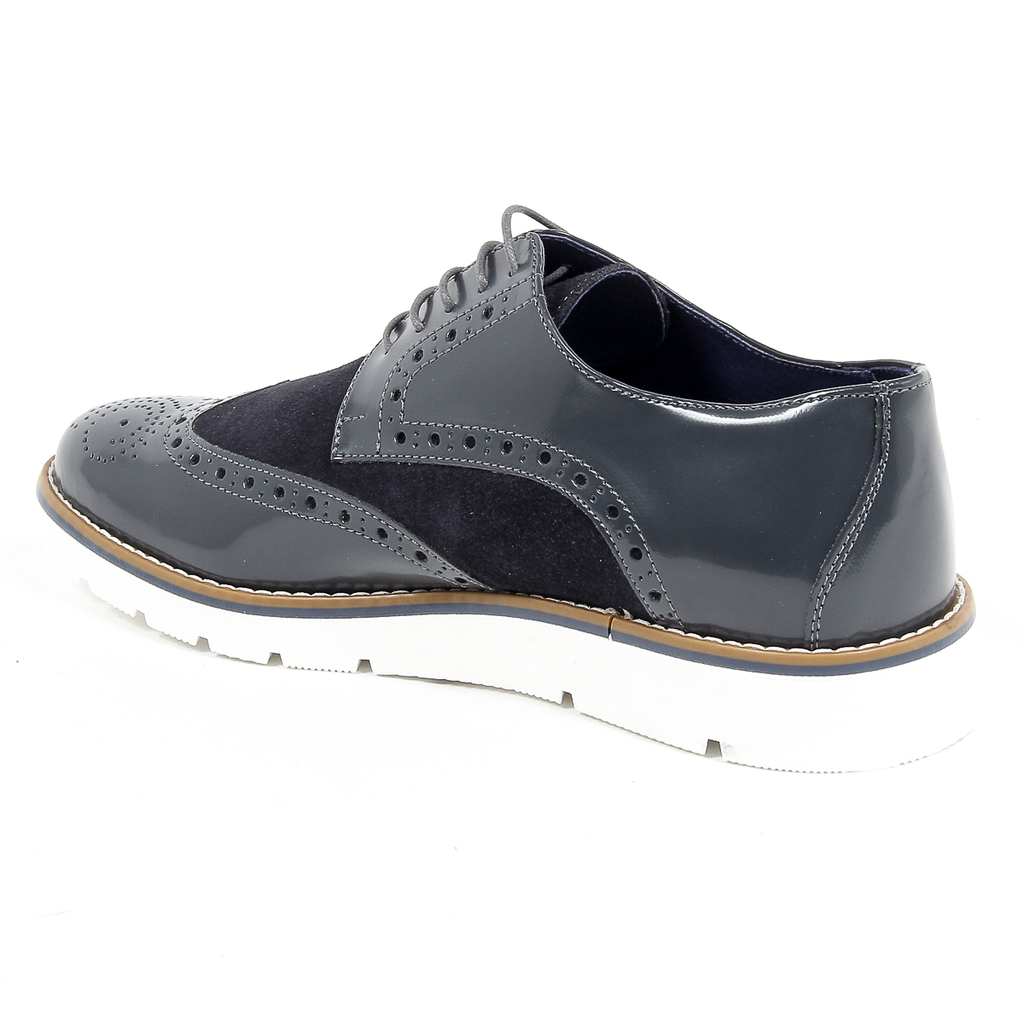 Andrew Charles - Zapatos Oxford Brogue para hombre 914 ABRASIVATO CAM GRIGIO BLEU