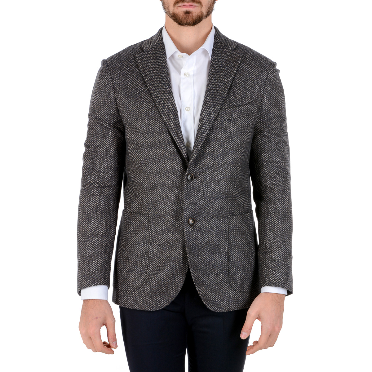 Chaqueta Boglioli Milano para hombre, manga larga, gris oscuro