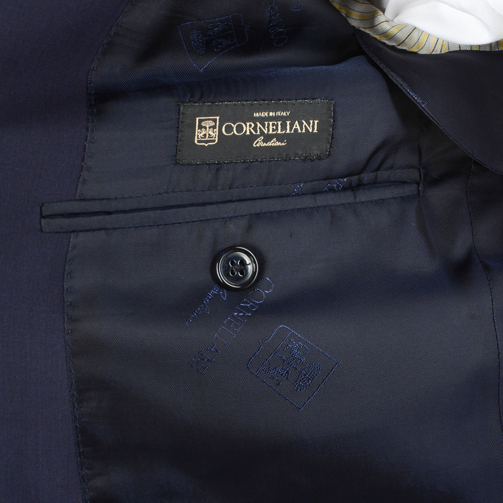 Traje Corneliani para hombre, manga larga, azul oscuro, talla Super 140