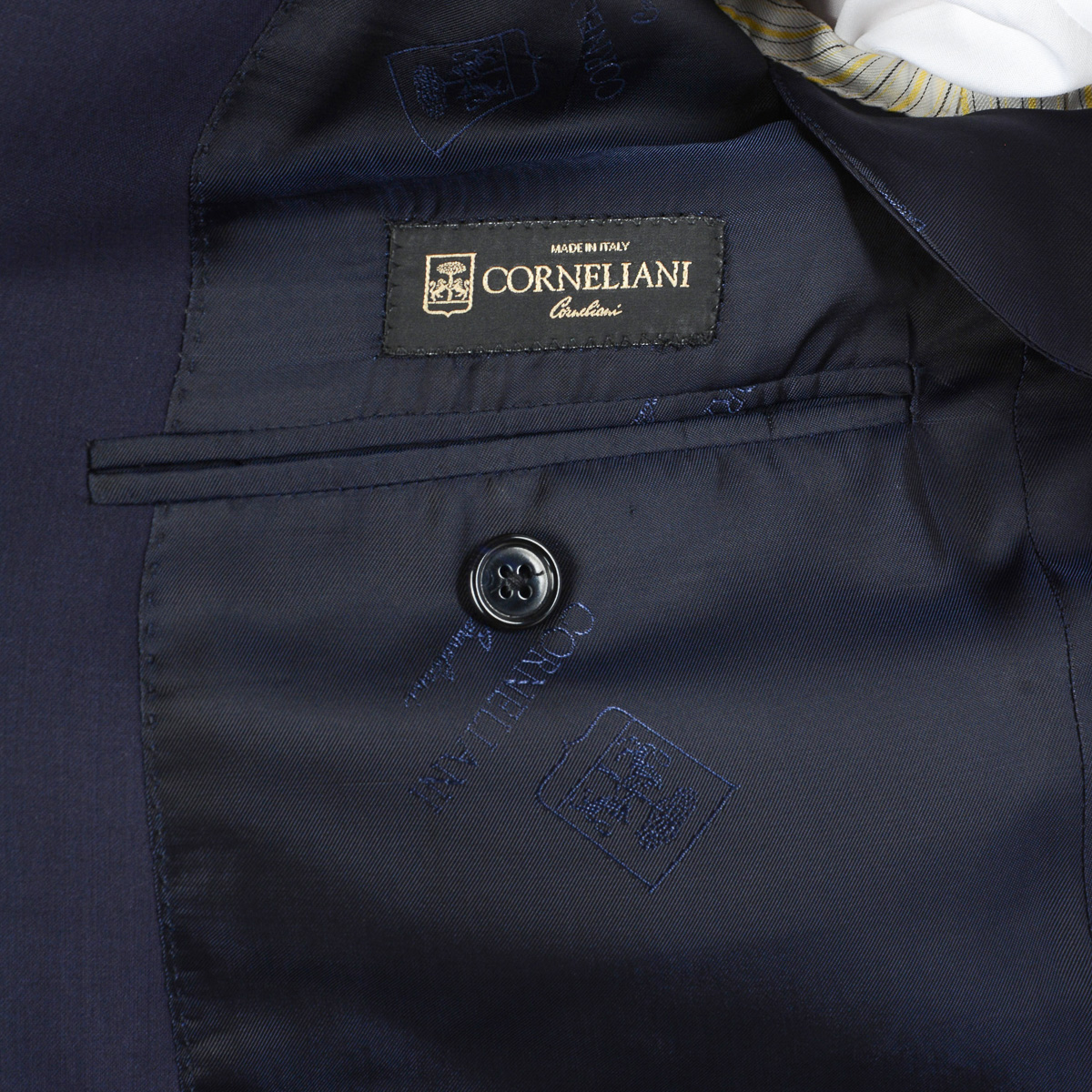 Traje Corneliani para hombre, manga larga, azul oscuro, talla Super 140