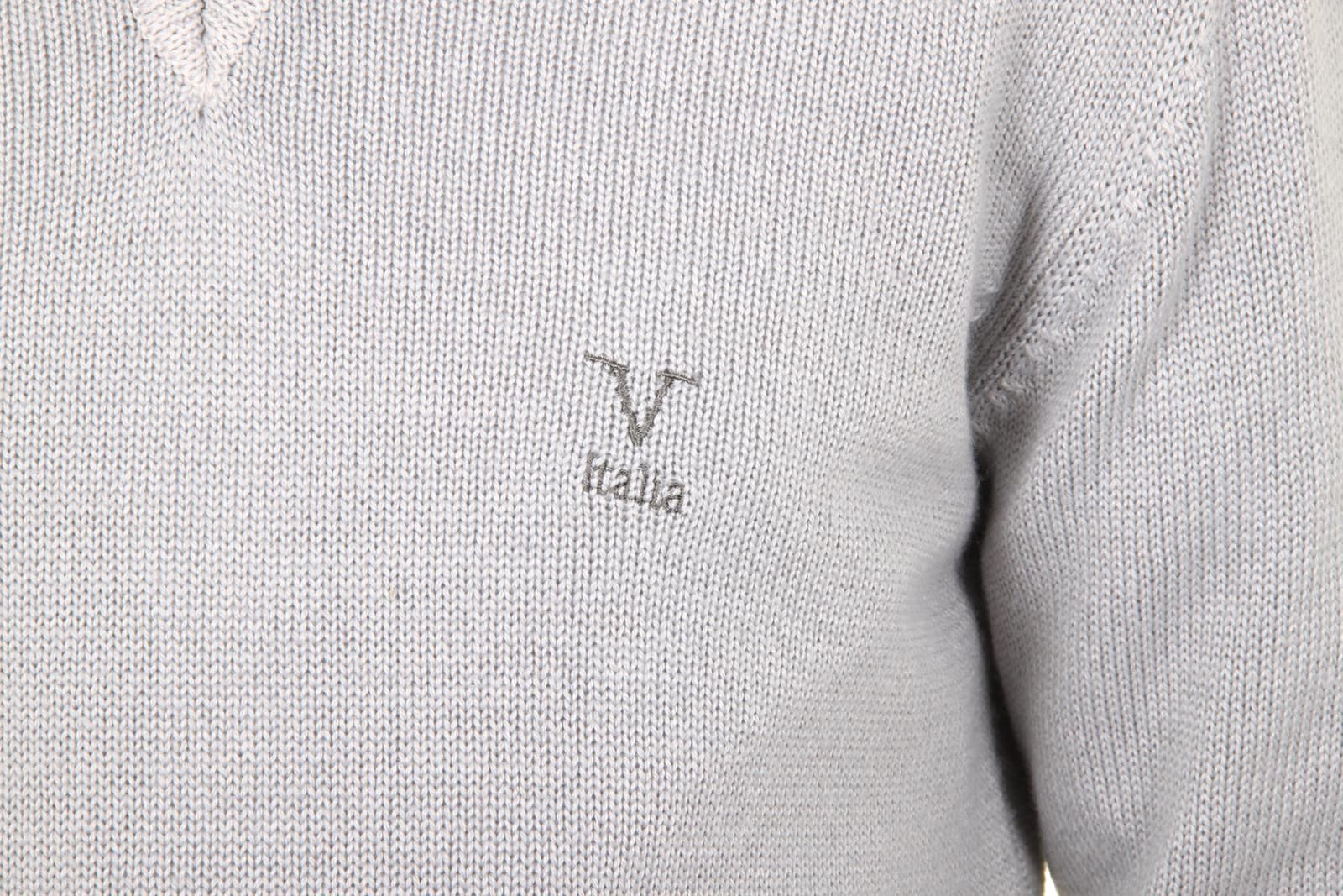 V 1969 Italia Jersey con cuello de pico para hombre 9803 SCOLLO V GRIGIO MEDIO