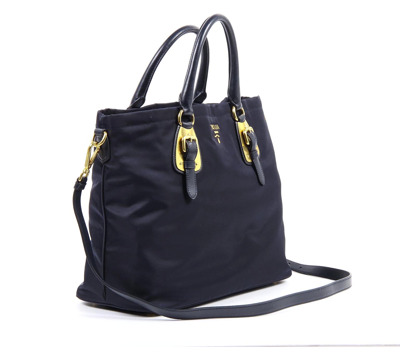 Bolso tote Prada BN1902 Bleu Tessuto Soft Calf