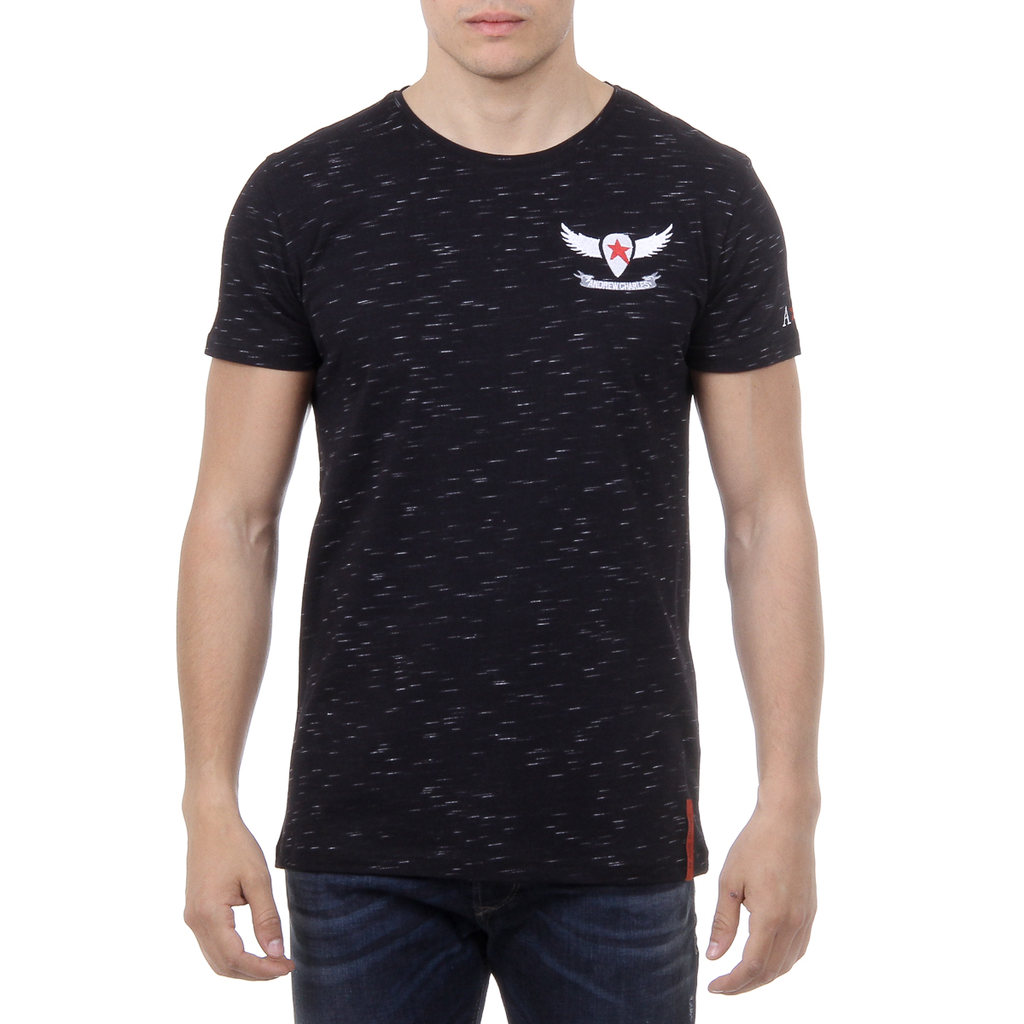 Andrew Charles Mens T-Shirt Short Sleeves Round Neck Black DYLAN
