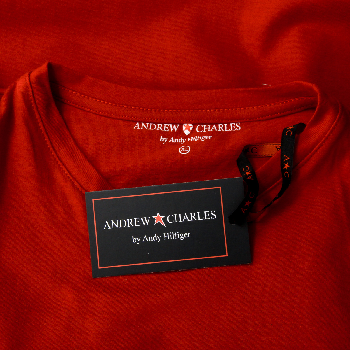Camiseta Andrew Charles para hombre, manga corta, cuello redondo, roja, KEITA