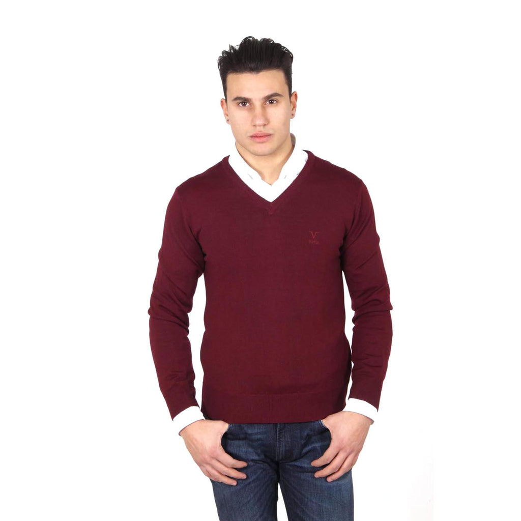 V 1969 Italia Jersey con cuello de pico para hombre 9801 SCOLLO V BORDEAUX