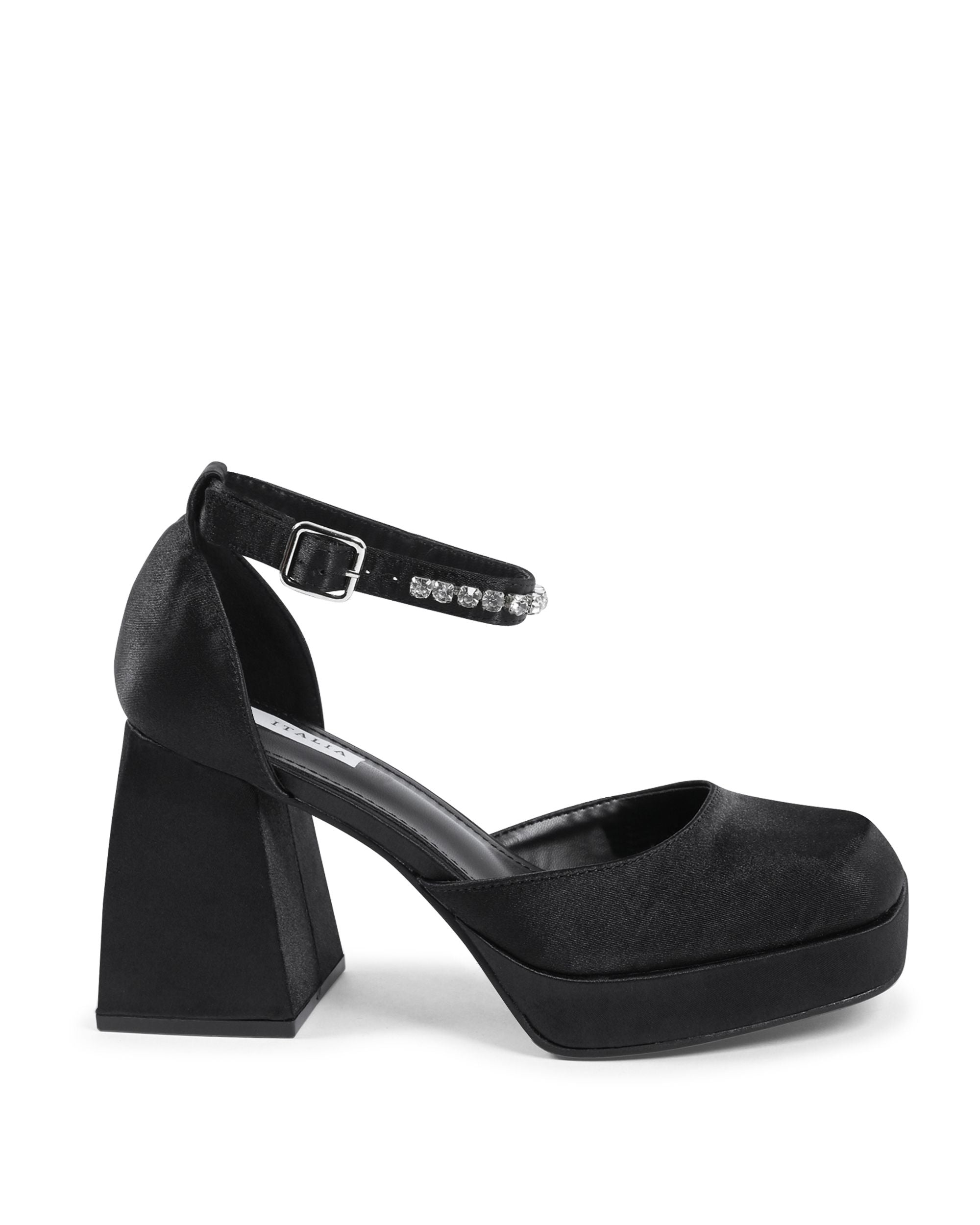 19V69 Italia - Zapatos de salón con tira al tobillo para mujer, color negro, J010 NERO