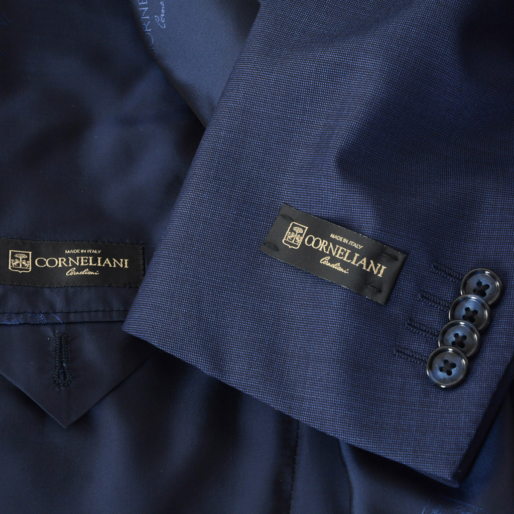 Corneliani Mens Suit Long Sleeves Blue Super 110's
