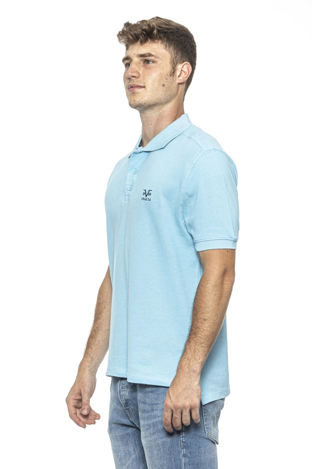 19V69 Italia Polo Hombre Azul RICAMO AZUL CLARO