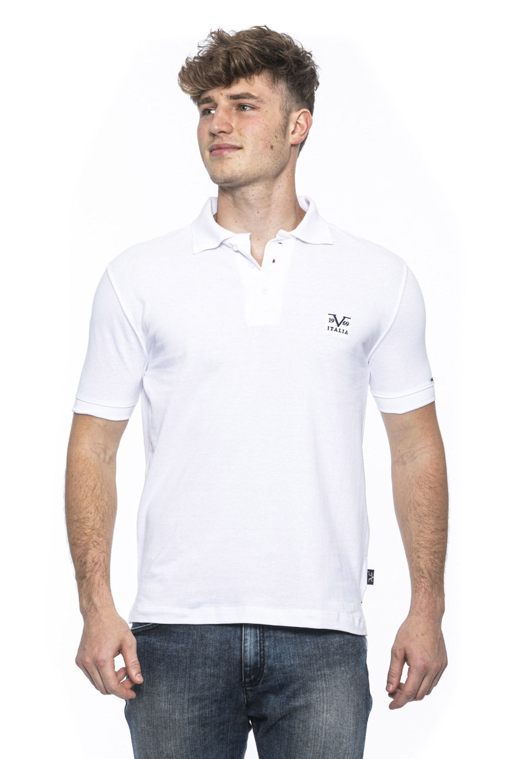 19V69 Italia Polo Hombre Blanco RICAMO BLANCO