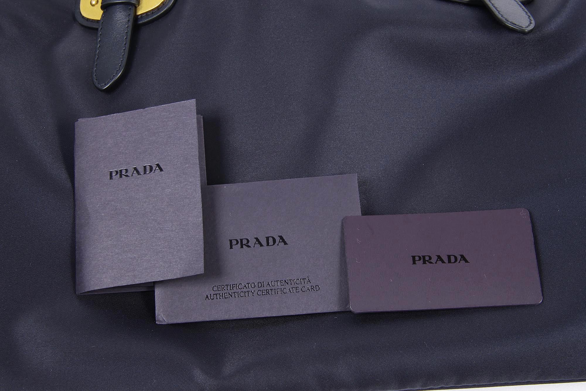 Bolso tote Prada BN1902 Bleu Tessuto Soft Calf