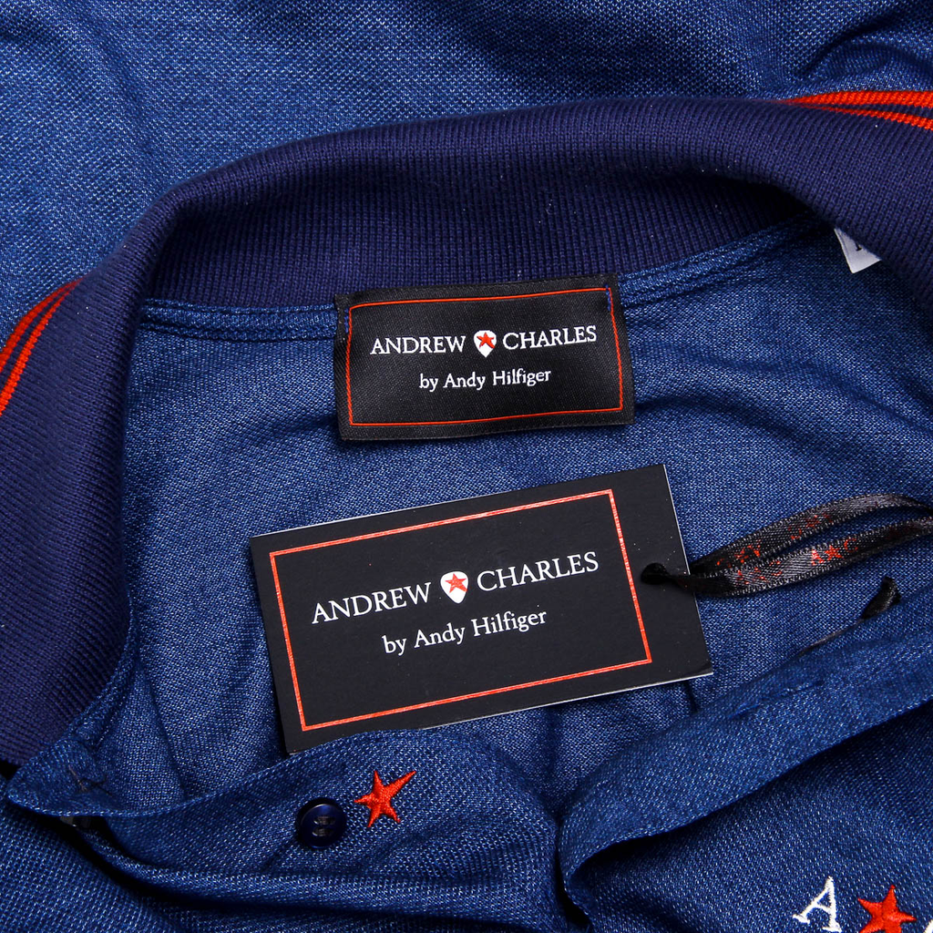 Polo Andrew Charles de manga corta para hombre azul STEVE