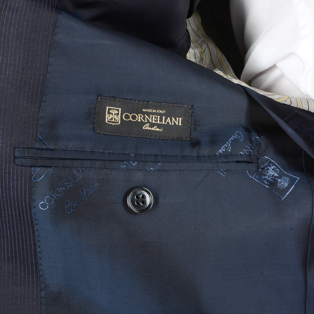 Corneliani Mens Suit Long Sleeves Dark Grey Super 120's
