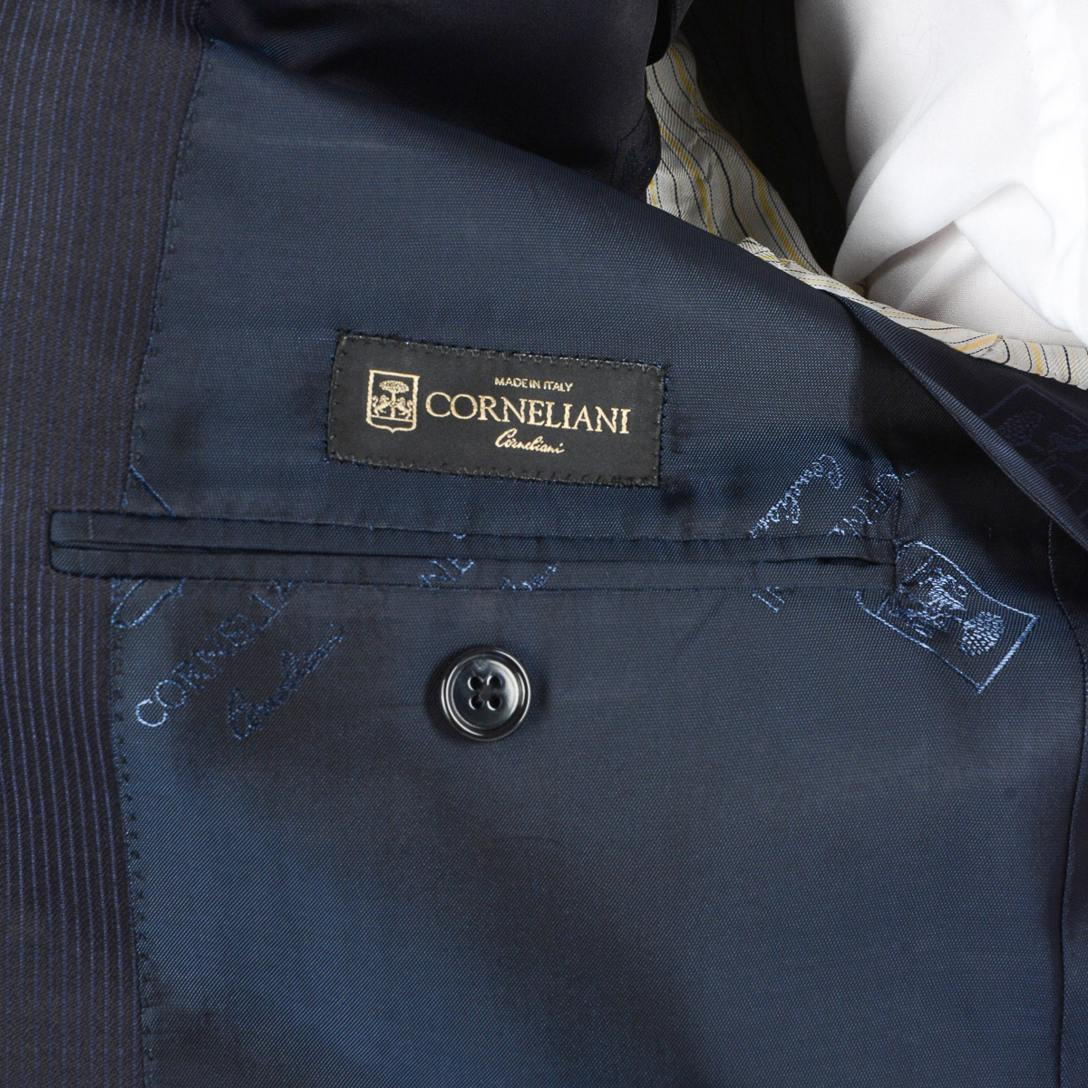 Corneliani Mens Suit Long Sleeves Dark Grey Super 120's