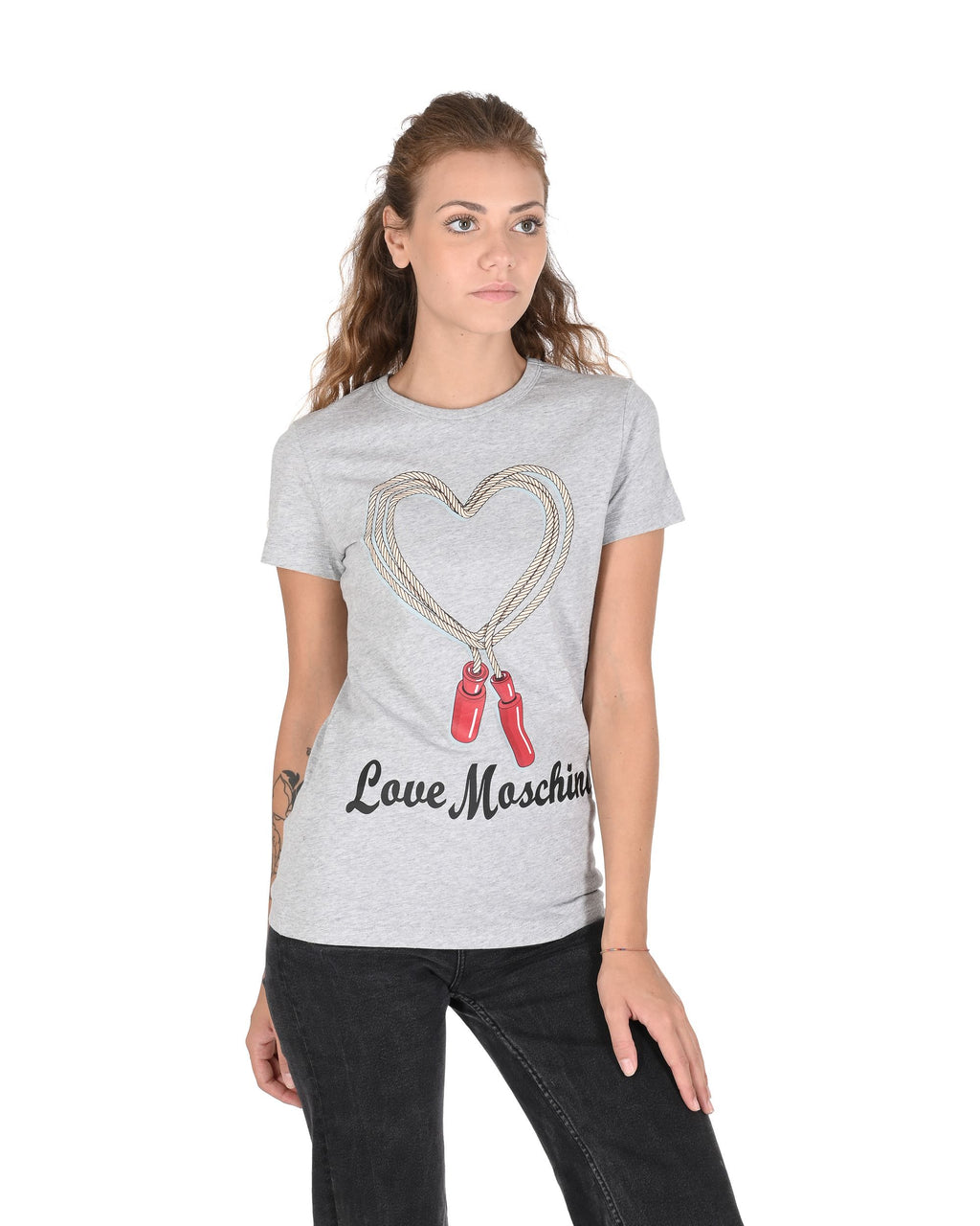 Camiseta de mujer Love Moschino W 4 F73 69 M 3876 A966 MEL.GRIS CLARO
