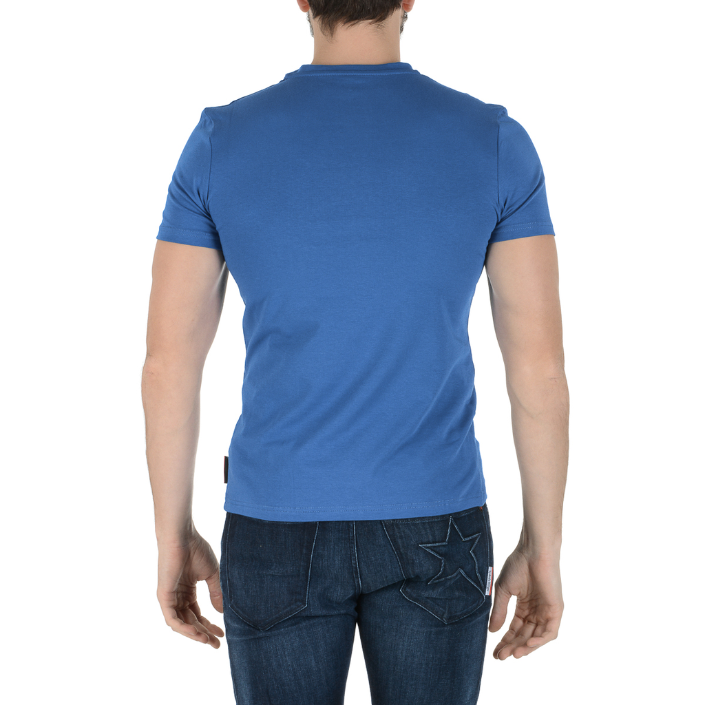 Camiseta Andrew Charles para hombre, manga corta, cuello en V, azul, KENAN