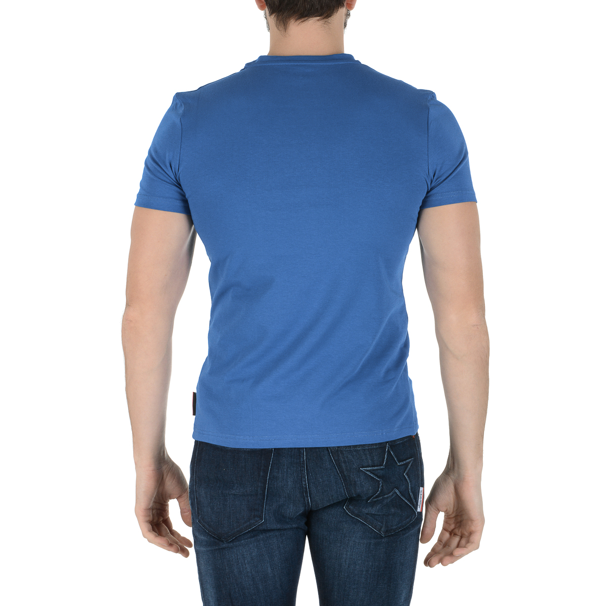 Camiseta Andrew Charles para hombre, manga corta, cuello en V, azul, KENAN