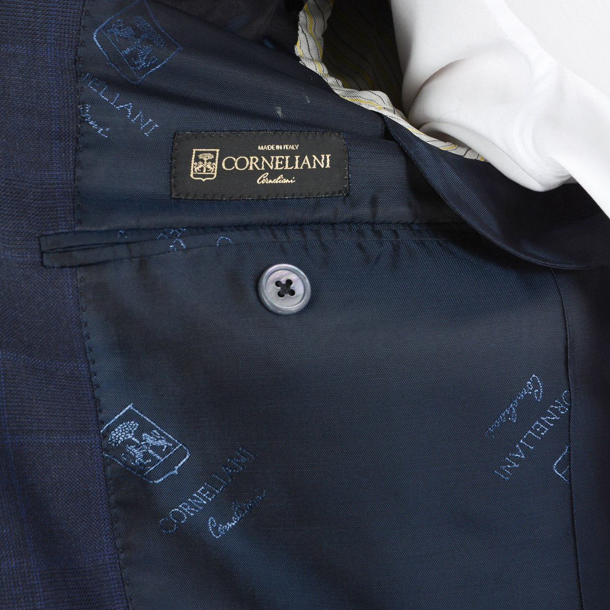 Corneliani Mens Suit Long Sleeves Dark Blue Super 110's