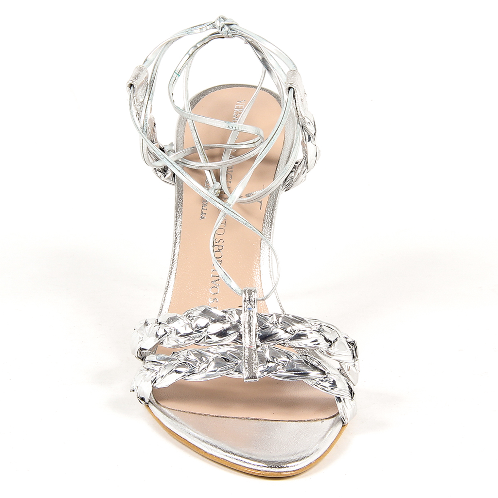 Sandalia V 1969 Italia para mujer, color plata, LETITIA