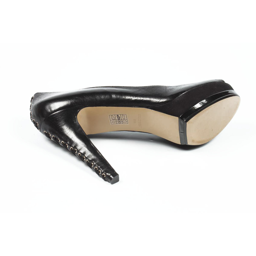 Zapatos de salón Nine West para mujer con punta abierta, color lila y negro