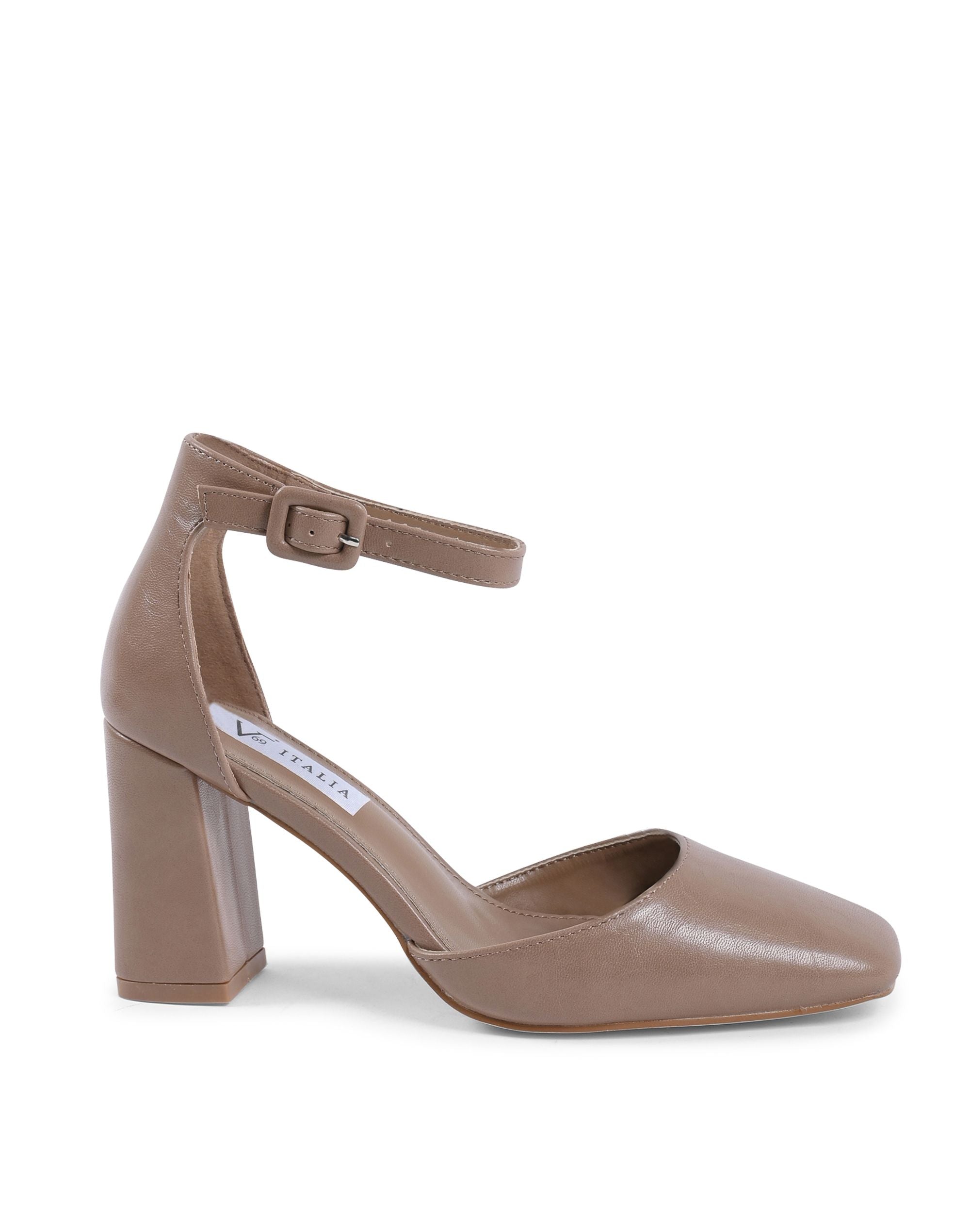 19V69 Italia - Zapatos de salón con tira al tobillo para mujer, color beige, HLL0127 BEIGE