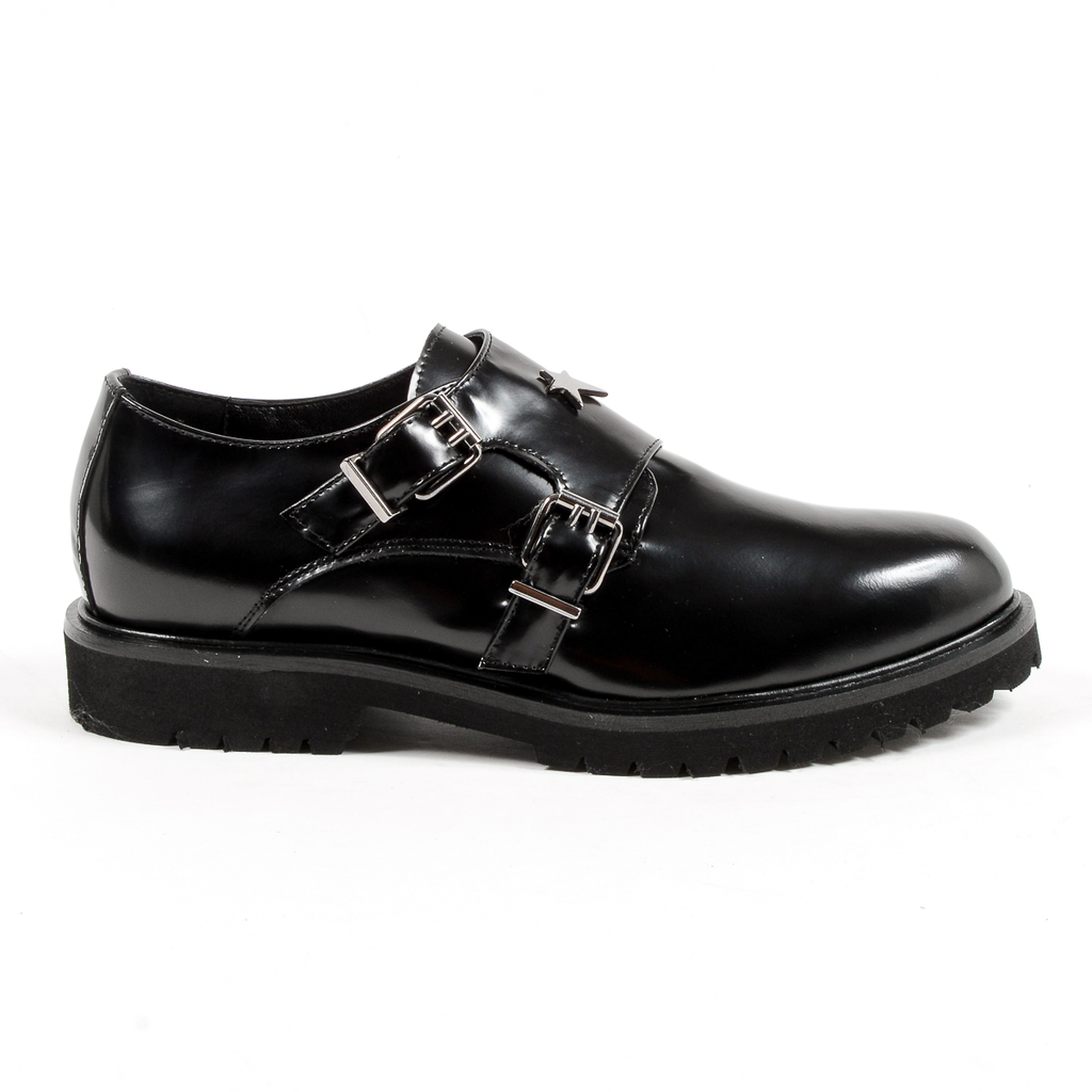 Andrew Charles Womens Monk Strap Shoe Black JANIS