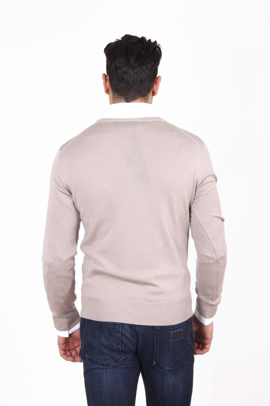 V 1969 Italia Jersey con cuello de pico para hombre 9801 SCOLLO V SABBIA