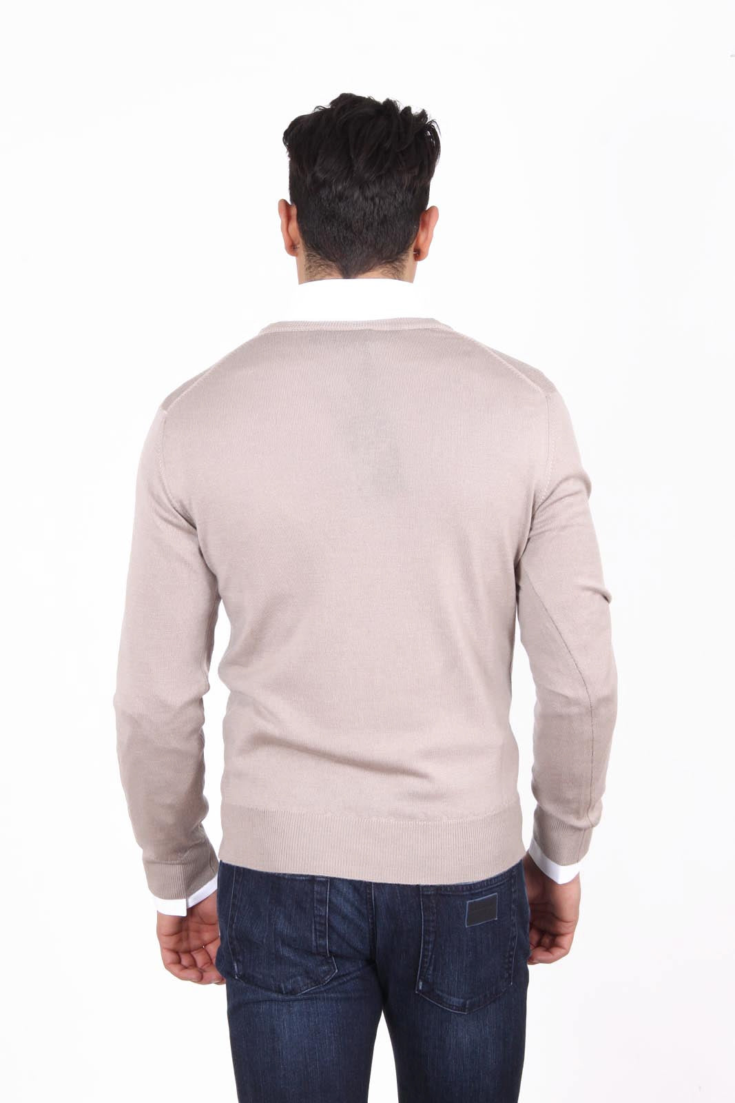 V 1969 Italia Jersey con cuello de pico para hombre 9801 SCOLLO V SABBIA