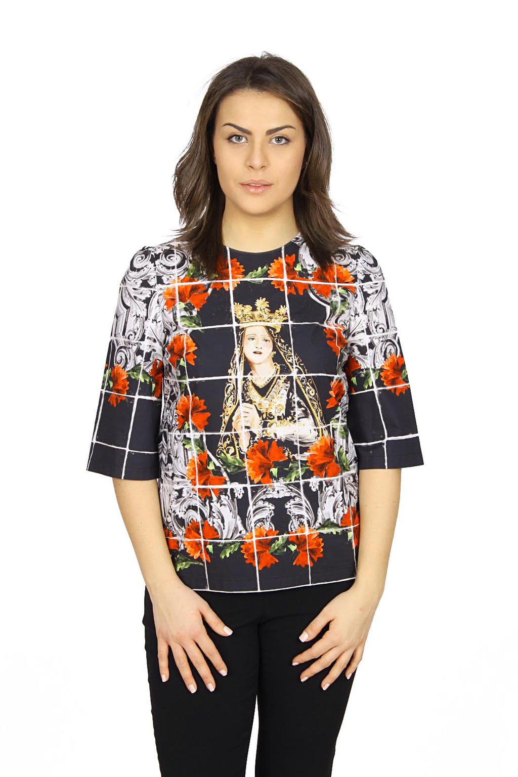 Top de manga corta para mujer Dolce & Gabbana F7Q09T FP5J7 X0800