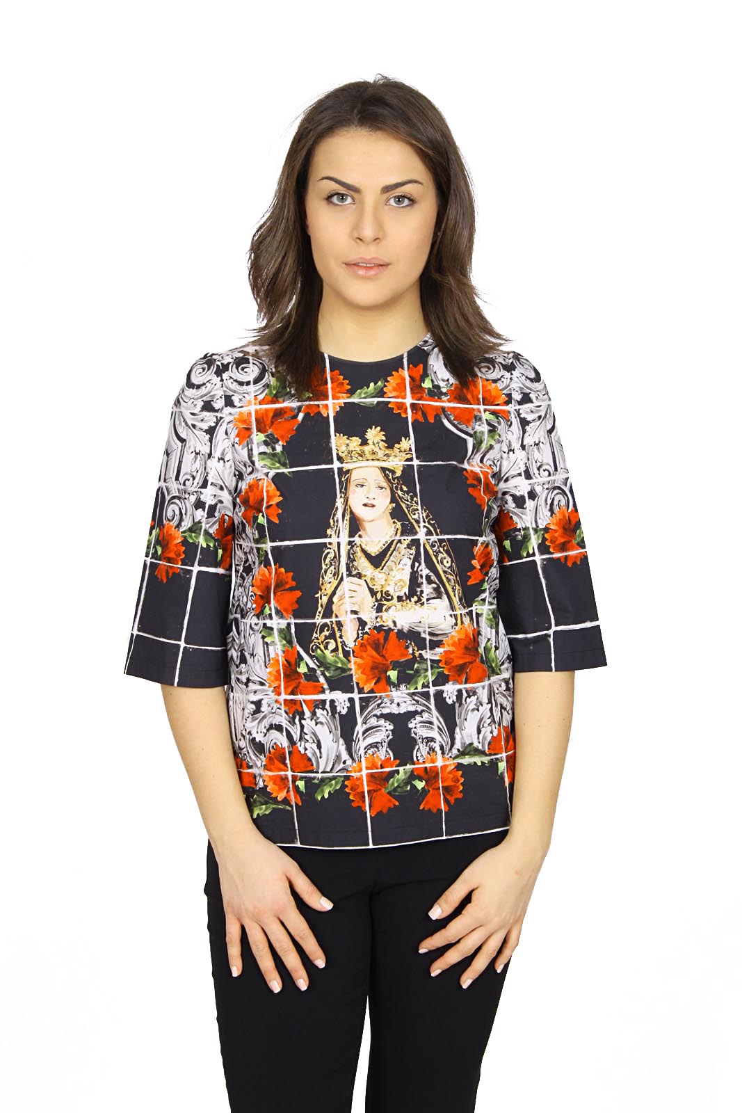 Top de manga corta para mujer Dolce & Gabbana F7Q09T FP5J7 X0800