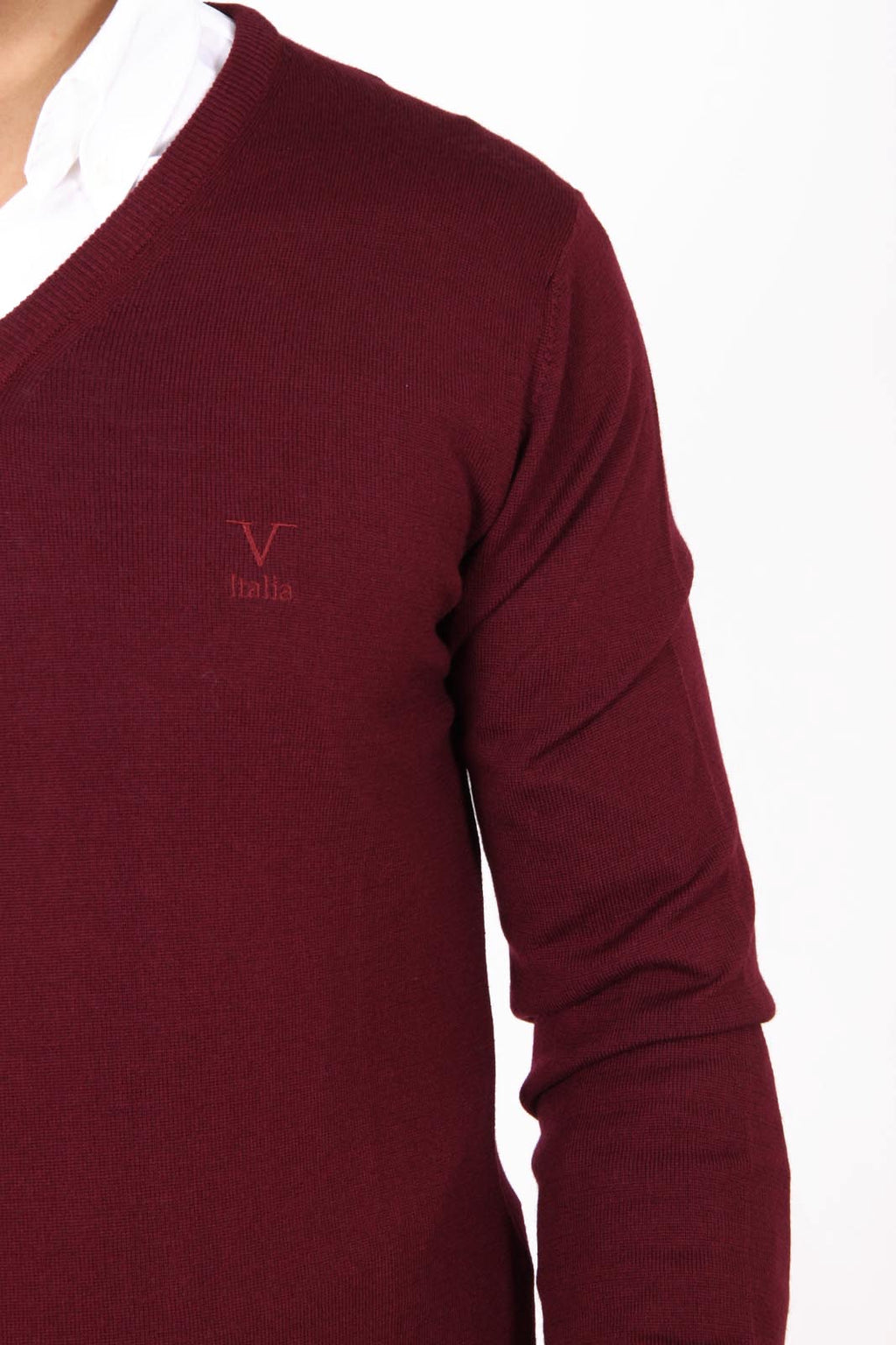 V 1969 Italia Jersey con cuello de pico para hombre 9801 SCOLLO V BORDEAUX