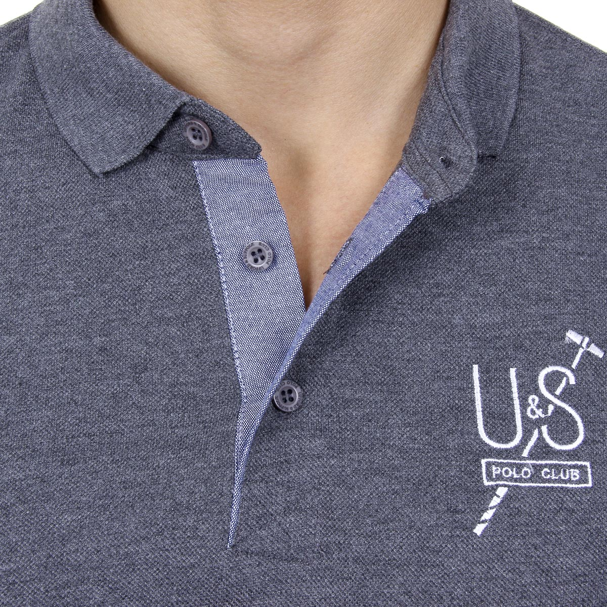 Polo Ufford & Suffolk Polo Club para hombre, manga corta, US026 ANTRACITA