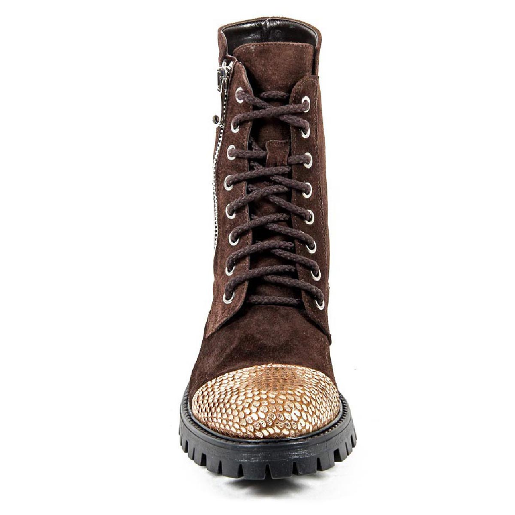 Bota corta para mujer V 1969 Italia B1476 VELOUR TDM PITONE BRONZO