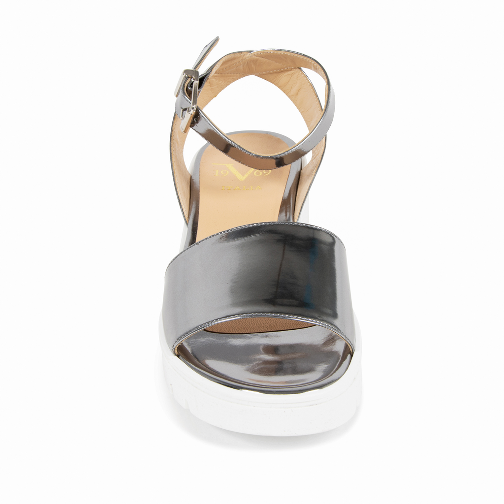 V1969 Italia Womens Platform Sandal Silver E3128 SPECCHIO STOP MET ACCIAIO