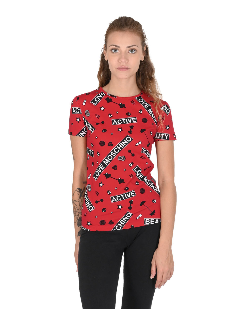 Camiseta de mujer Love Moschino W 4 H16 00 E 2166 0003 GYM FONDO ROSSO