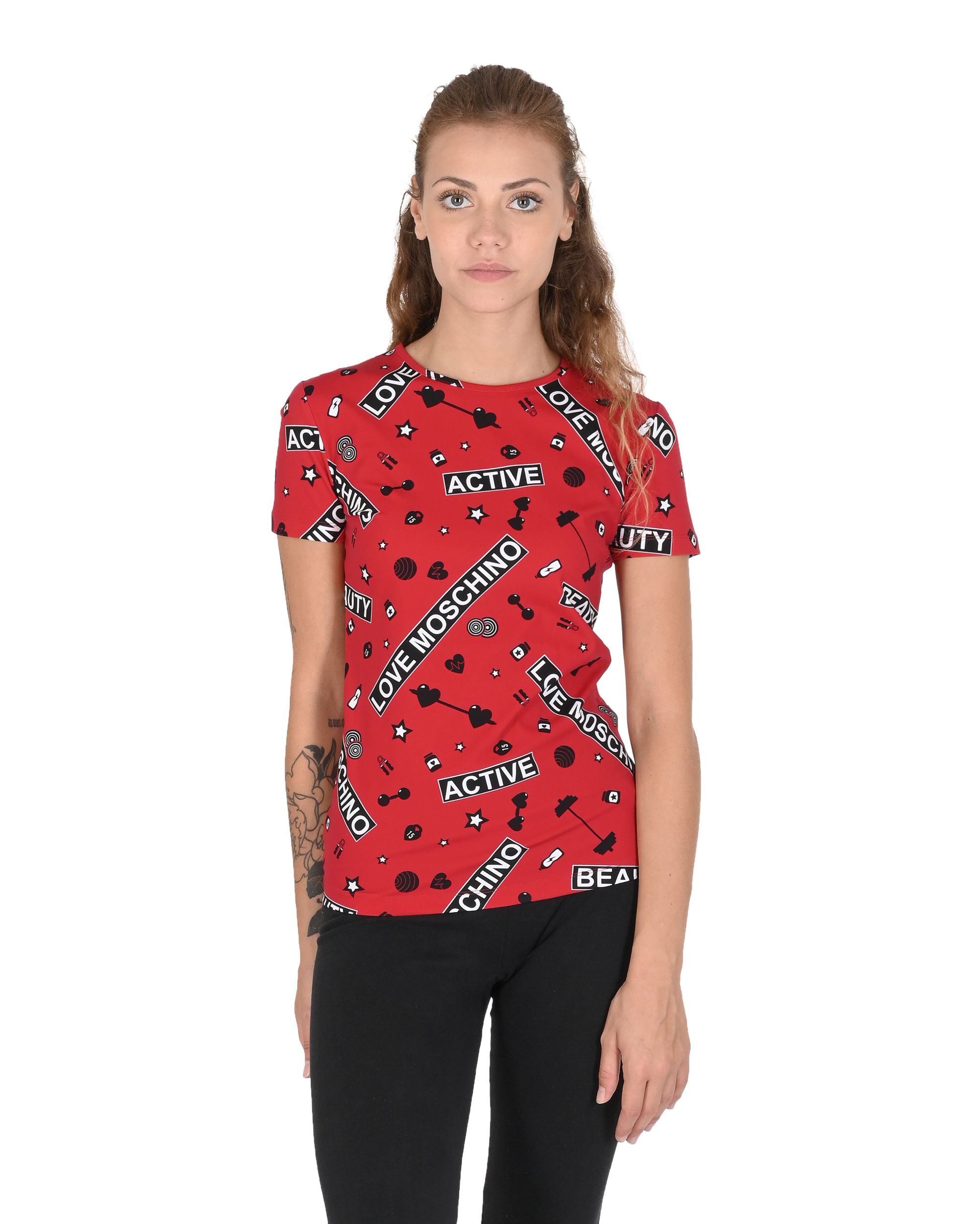 Camiseta de mujer Love Moschino W 4 H16 00 E 2166 0003 GYM FONDO ROSSO