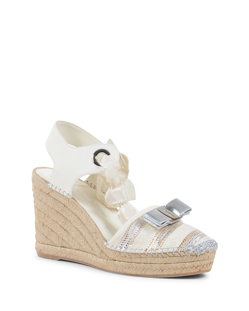 Sandalia de cuña para mujer Salvatore Ferragamo color crema EUGENIE