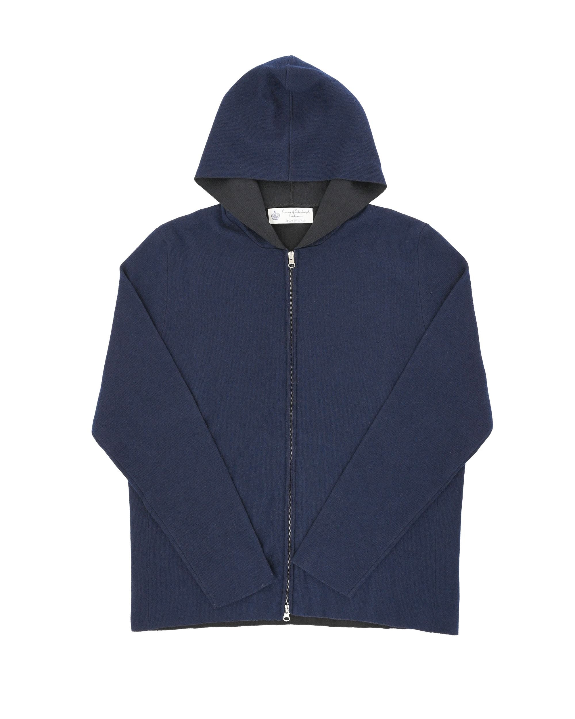 Sudadera con capucha de cachemira Crown of Edinburgh para hombre, COE 0055 NAVY