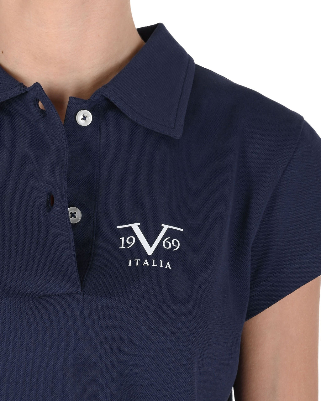19V69 Italia Womens Cropped Pique Polo VSC1WPL01 NAVY