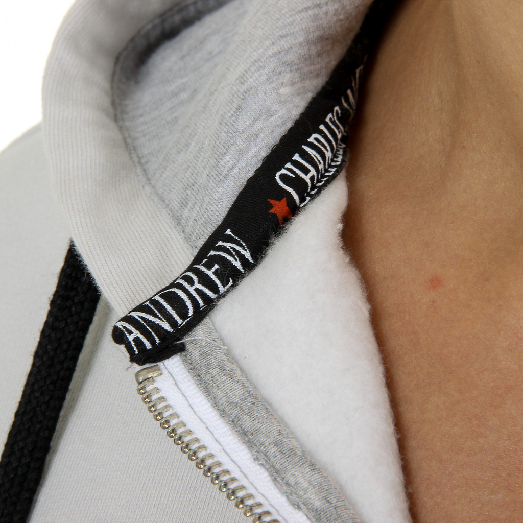 Sudadera con capucha Andrew Charles para hombre con cremallera, manga larga, cuello redondo, gris claro FELA