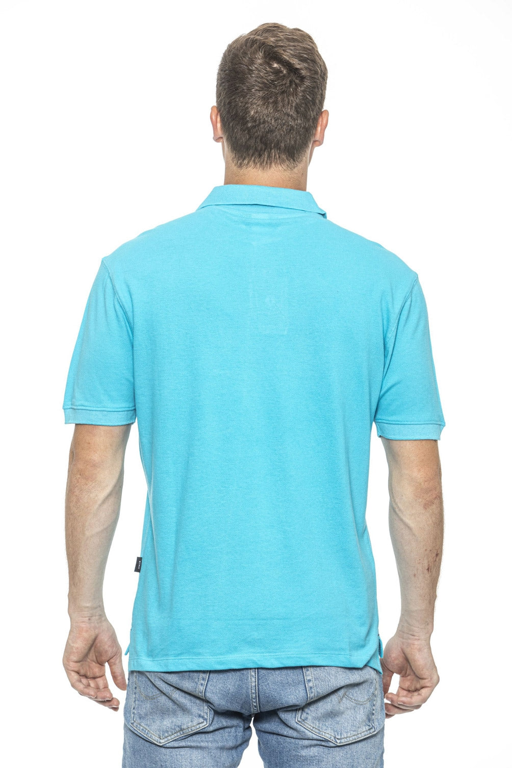 19V69 Italia Polo para hombre azul claro RICAMO TURQUESA