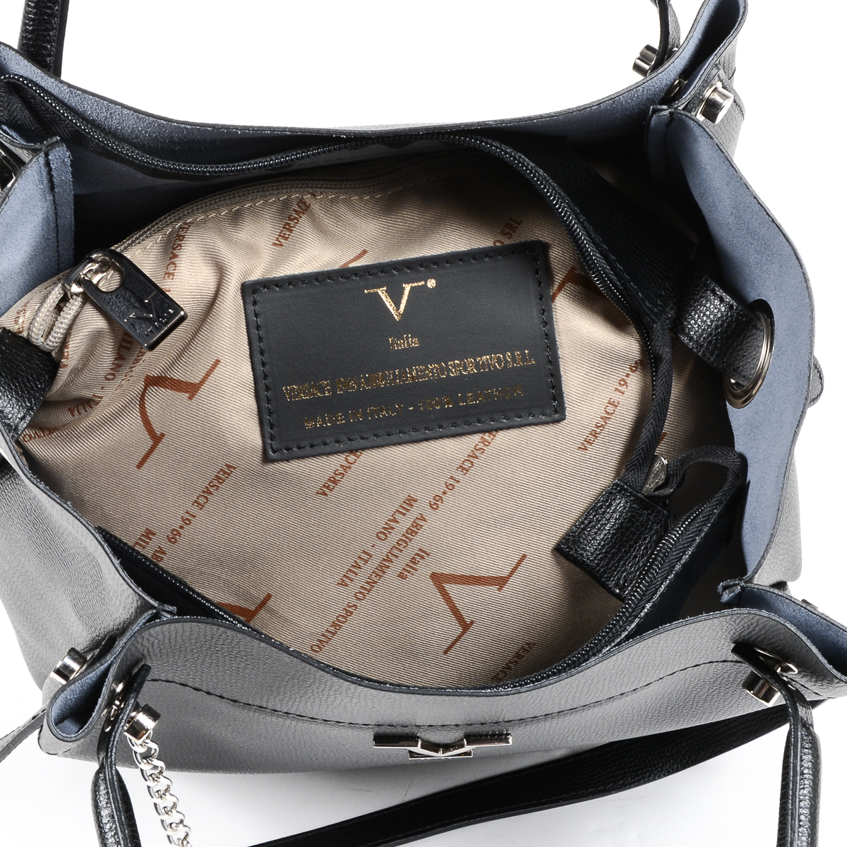 Bolso de mano para mujer V 1969 Italia negro ALESSIA